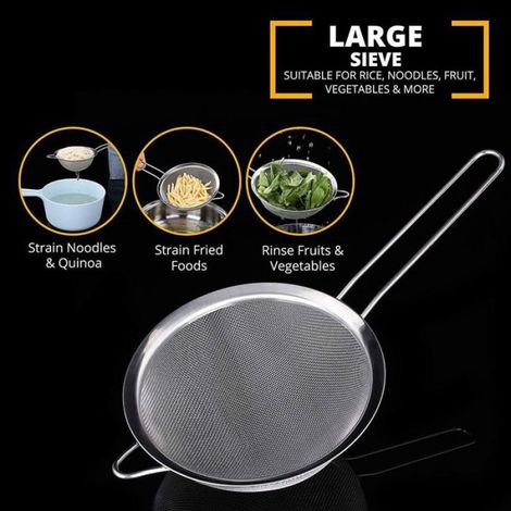 Tamis - Passoire Inox - Maille Fine 8 cm - Cuisine Filtration Farine Thé Café Jus - Lot de 3 (1/5)