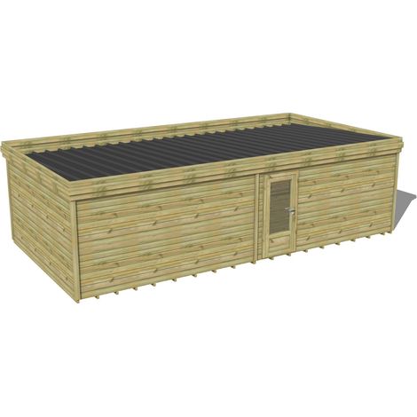 ABRI DE JARDIN bois traité 27mm, 9,1x4,3m, 39m2, Plancher