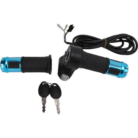 1 Paire Poignée d'Accélérateur pour Scooter Électrique et Vélo, avec Clés - Bleu (1/5)