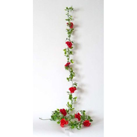 Guirlande de 8 Roses artificielles Rouge plastique L 180 cm - couleur: Rouge