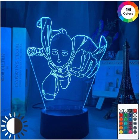 One Punch Man Saitama Figur LED-Nachtlicht für die Heimdekoration, cooles Manga-Nachtlicht, Deko-Ideen für Geschäfte, 3D-Tischleuchte