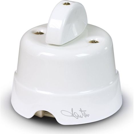 Pulsante rotativo da parete in ceramica 10ax 250v ceramica, colore bianco fanton 84002 (1/5)