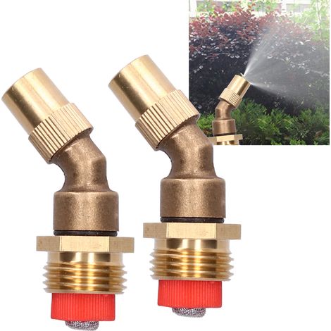 Conector acodado, adaptador de pulverización atomizador curvo, rosca externa G1/2, riego filtrado, juego de 2 piezas, latón, material fundido (1/5)