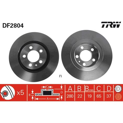 DISQUE DE FREIN AVANT DF2804 TRW (1/2)