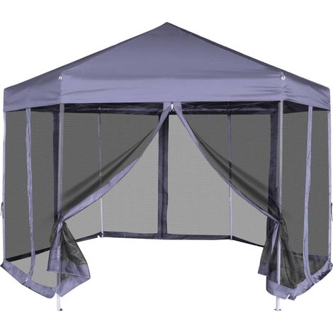 Hexagonal Pop-Up Zelt mit 6 Seitenwänden Dunkelblau 3,6x3,1 m