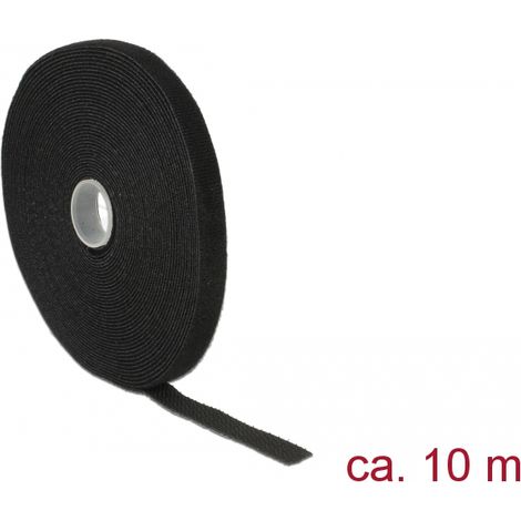 Sujeciones con apertura y cierra rapido en rollo de 10 m LA x 13 mm AN negro