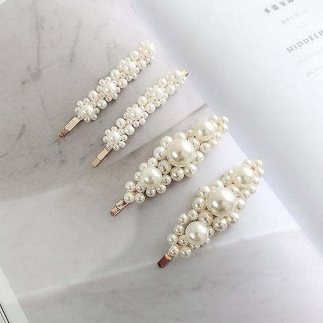 pinces Cheveux Perle Artificielle, 4 Pcs Mode Imitation Perle Barrettes Cheveux Acrylique Pingles Cheveux Accessoires Pour Filles Femmes Coiffur (1/5)