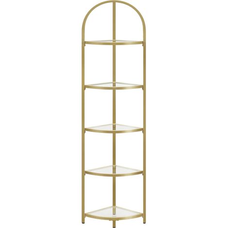 Scaffale angolare di design a arco in oro e vetro (1/5)