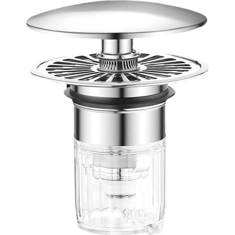 Bouchon de lavabo entièrement en cuivre, bouchon de vidange universel à charnière, filtre anti-colmatage avec crépine, convient aux baignoires et aux éviers de cuisine (34-40 mm). (1/4)