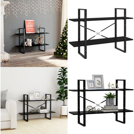 Bücherregal 2 Fächer Schwarz 100x30x70 cm Holzwerkstoff - Bücherregal - Regal - Industrielles Design - Schwarzes Regal - Holzkasten - Home & Living (1/5)