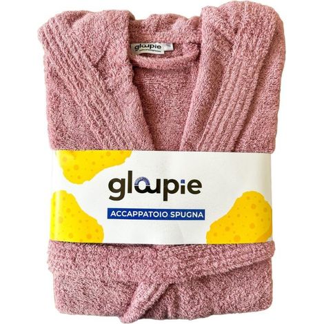 GLOUPIE Accappatoio Unisex In 100% Spugna Di Puro Cotone In Tinta Unita Dal Color Malva Taglia M (1/5)