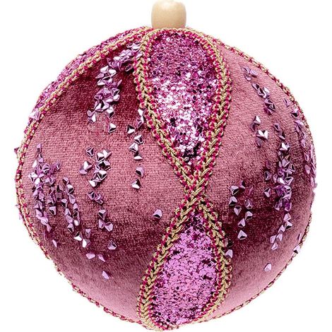 Palline per Albero di Natale in velluto rosa antico decorazioni natalizie sfera addobbi  particolare moderne lavorate - Diametro: diametro 10 cm pezzi 8 (1/5)
