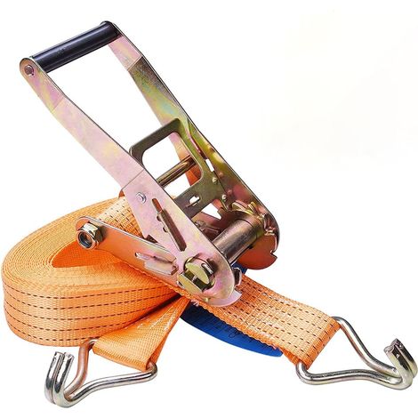 QAZQA Sangles à Cliquet,Sangles d'Arrimage 10M x 50mm pour classé 2000 kg capacité avec Crochet tendeur Sangles de Serrage