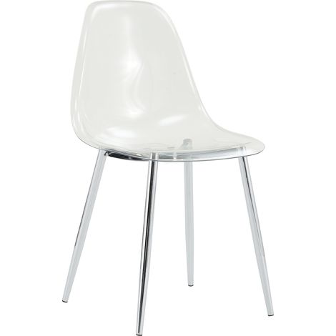 Set tavolo e 4 sedie da pranzo in vetro temperato trasparente 88 cm con struttura in metallo argento (1/5)