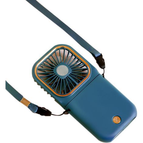 Mini ventilateur portable, petit ventilateur à piles faisant office de batterie externe, de support pour téléphone et de ventilateur portatif. (1/5)