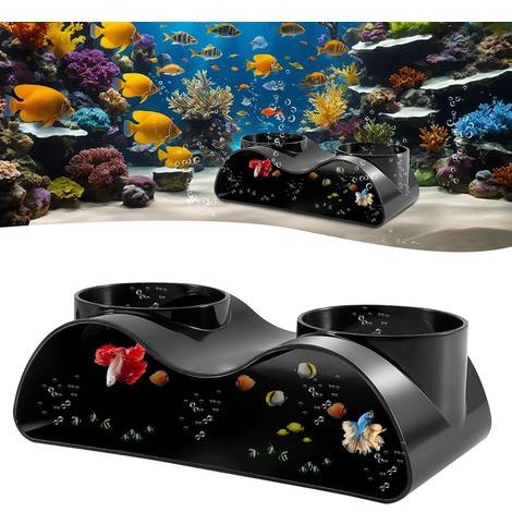 Koop één, krijg één gratis,Aquarium Tunnel Ondergronds met 2 Ingangen - Aquariumschuilplaats voor Vissen en Garnalen om te Kweken - Tankgrotdecoratie Verbergaccessoires van Plastic, Zwart (1/5)