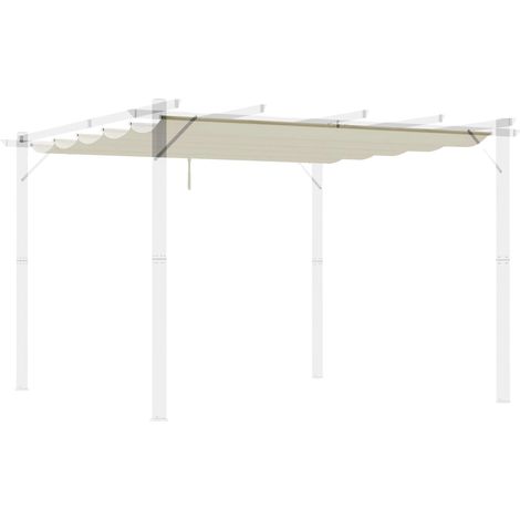 Couverture de Pergola Rétractable, Tissu en Polyester, Protection UV, Crème, 250x255 cm-a (1/2)