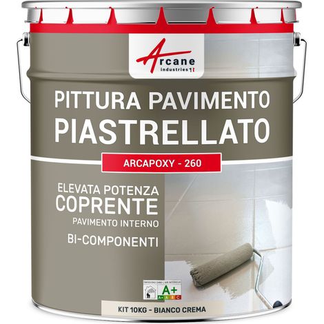 Vernice per piastrelle pavimento, a base di resina epossidica - Arcapoxy Pavimento Piastrellato - 10 kg (fino a 50 m² in 2 strati) Bianco Crema - RAL 9001 - ARCANE INDUSTRIES