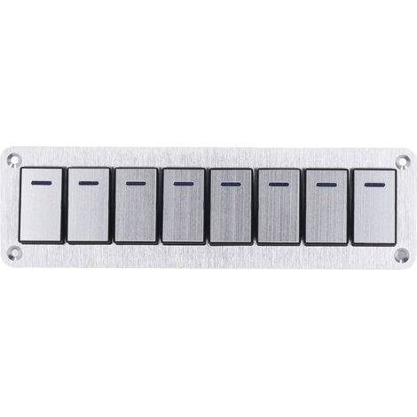 Panneau 8 interrupteurs à bascule 3 broches LED bleue 12-24V, boutons marche/arrêt avec voyant lumineux, tableau de commande pour camping-car, bateau, voiture (1/5)