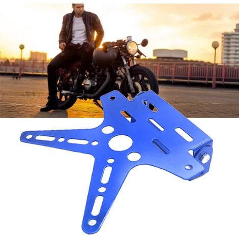 Support de plaque moto rabattable bleu, fixation angle réglable, porte-plaque d'immatriculation pliable pour moto (1/5)
