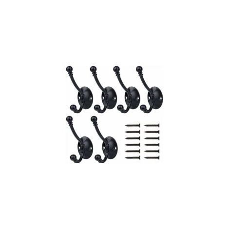 Set mit 6 Vintage-Wandhaken, Türhaken aus Metall, geeignet für Badezimmer, Küchen, Schlafzimmer, Flure, schwarz. – Crezuo