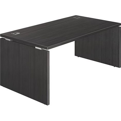 Bureau droit L 200 x P 90 cm, piètement plein bois - Milano - noir - Maxiburo