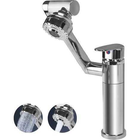Robinet Cuisine Rabattable Réglable Pivotant à 360° Mitigeur Cuisine Noir avec 2 Douchette Modes Robinet Evier en Acier Inoxydable pour Salle de Bain ou Cuisine Noir