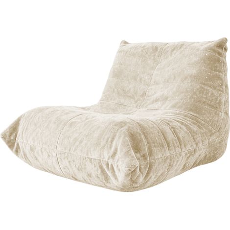 CHICFURN Sillón puff con forma de oruga, asiento relax ergonómico de tela beige para salón y dormitorio, suave, ligero y cómodo para leer y descansar (1/5)