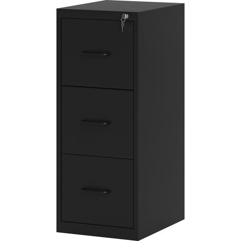 Classeur minimaliste à 3 tiroirs avec barre réglable, acier, 36,5 x 46,2 x 99 cm, noir