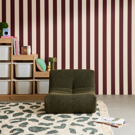 Fauteuil chauffeuse enfant bouclette texturée 1 place kaki - Sokol Kids (1/5)