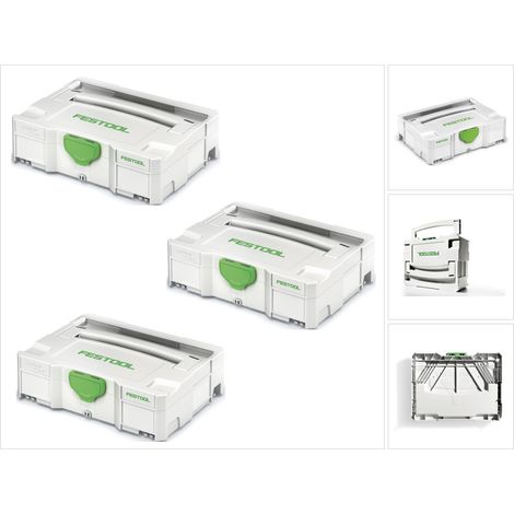 Festool Systainer T-LOC SYS 1 TL 3x Coffrets à outils - Gris clair - Combinables (497563)