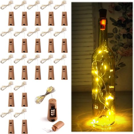 20 LED Bottle Lights with 3 LR44 Batteries Warm White Cork Design LED Bottle Cap Bottle Light for DIY Parties Format Unknown Binding (1/5)