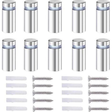20x Vis d'écartement, verre publicité Axe entretoise Boulon Fix Verre standoff publicité, acier Inox, 12X40mm, avec accessoires de montage à vis