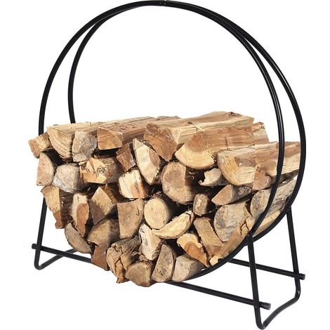 QAZQA Log Rack pour cheminée, intérieur et extérieur, en métal, 76 x 33 x 82 cm