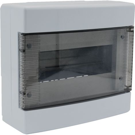 ETTROIT Centralino elettrico da parete 8 moduli IP40 bianco RAL 91682 con portello trasparente fumè - DB111908