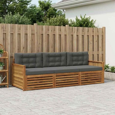 vidaXL Outdoor-Sofagarnitur mit Kissen 3 pcs Natur und Anthrazit (1/5)