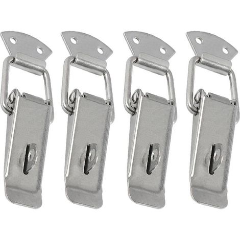 Lot de 4 verrous à bascule en acier inoxydable avec trou, loquets à ressort pour boîte à outils, caisse en bois et fermeture de bagages (201 petit)