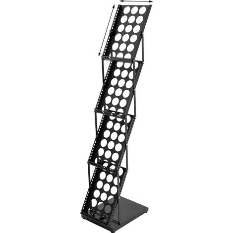 Porte-revues, 4 poches, design portable, noir (1/2)