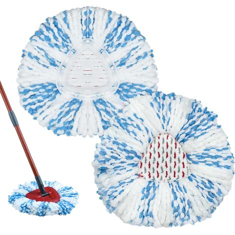 Serpillères de Rechange Microfibre, Balais Serpillères Réutilisables pour vileda/O-Cedar Easywring Spin Mop Têtes de Balai Serpillères Rechange Lavables Chiffons 2 Pièces (Bleu) (1/5)