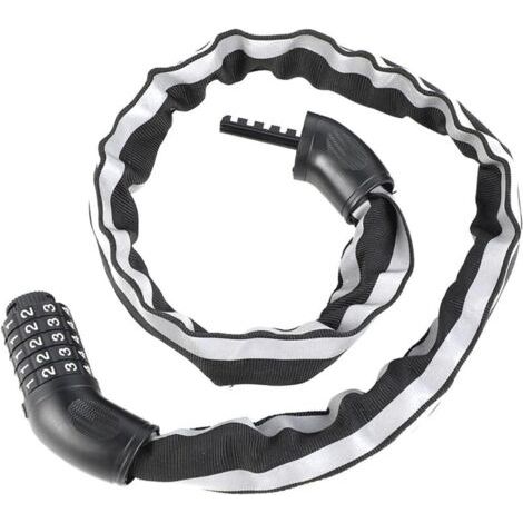 Antivol Vélo - Cadenas Velo - Antivol À Code Pour Vélo - Chaîne Antivol Vélo - Antivol Vélo Haute Sécurité - Avec Bandes Réfléchissantes (Noir)