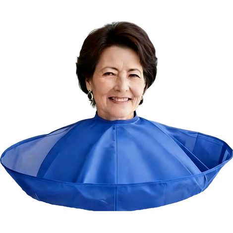 Capa de peluquería, cuello ajustable, material antiadherente, azul. (1/2)
