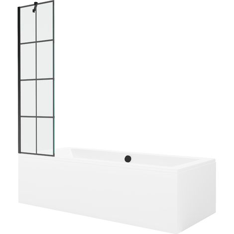 Mexen Cube baignoire rectangulaire 170 x 80 cm avec habillage et paroi 1-volet 50 cm, motif noir - 550517080X9505007077 (1/5)
