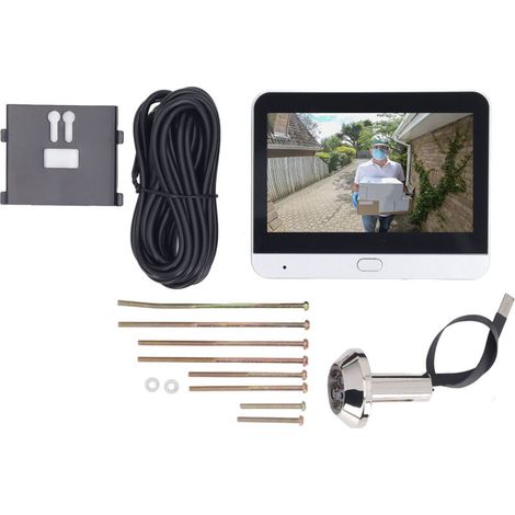 4.3-inch IPS LCD screen, 120-degree wide-angle digital peephole viewer, 1080P WiFi video intercom system with night vision and motion detection, Silver (1/5)
