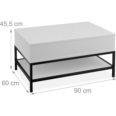 Tavolino da caffè versatile con piano sollevabile 90 x 60 x 45,5 cm pratico spazio di archiviazione design moderno in metallo nero 130015805