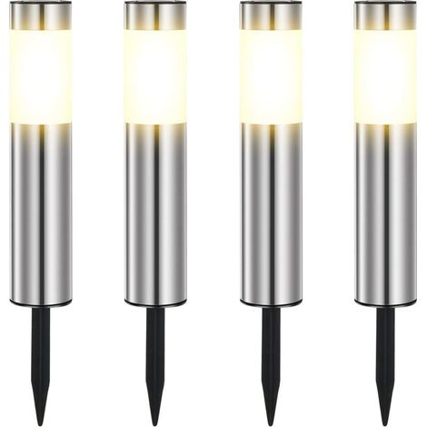 Confezione da 4 luci solari da giardino per esterni, luce calda, impermeabili, per patio, prato, vialetto (1/4)