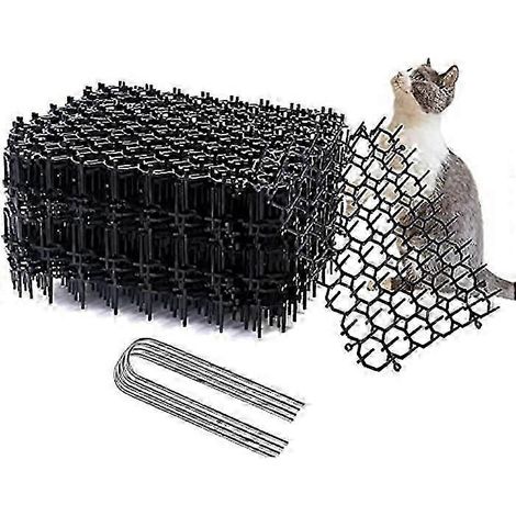 Lot de 12 tapis anti-chats à picots avec 6 piquets de jardin, grille anti-chiens et anti-chats à picots, 15 x 20 cm (1/5)