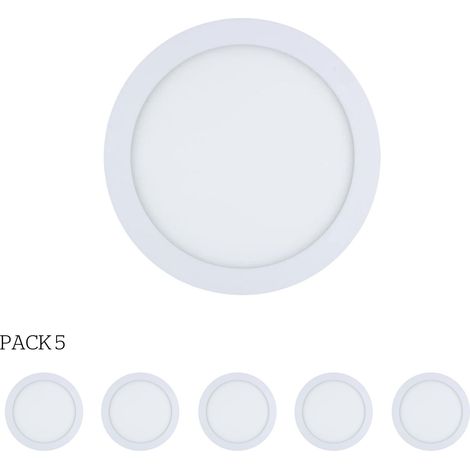 Forlight Easy Circular - 5 Downlights con LED integrado 6000K para iluminar hacia abajo ON/OFF ø30cm Color Blanco
