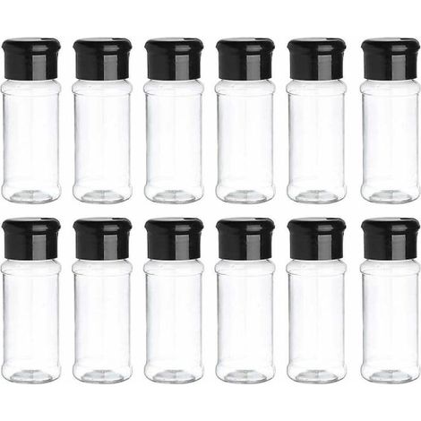 Lot de 12 boîtes de rangement en plastique, 100 ml, avec couvercles, transparentes et noires.-AquaForge (1/5)