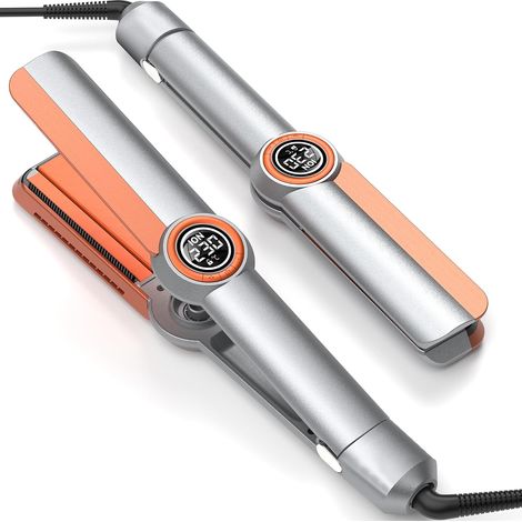 Lisseur, Fer a Lisser, Wide Hair Straightener, Lisseur Boucleur Cheveux 2 en 1 avec Peigne, Plaque Cheveux 5 Températures, Lisseur Cheveux Double Tension Voyage LCD (1/5)