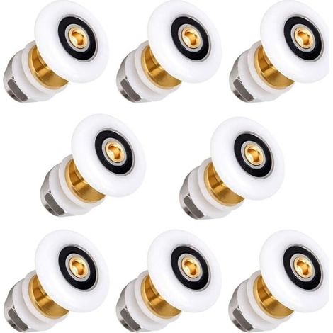 Roulette Porte Coulissante Douche 20mm en Laiton Roulette Douche de Rechange pour Rouleau pour Remplacement de Douche Coulissante Verre Porte Coureurs Rouleaux 8 Pièces (1/5)